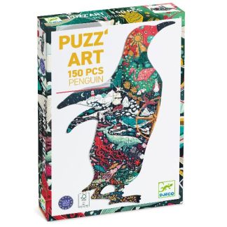 Djeco_Puzz_Art_Penguin__150_palan_palapeli__Taidepalapeli_on_pingviinin_muotoinen__eika_siihen_sovellu_normaalit_palapelin_tekemisen_niksit__etta_etsisi_kulmia_ja_reunoja_ensin_