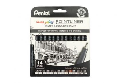 YS20P_14_Pentel_Pointliner_setti_14_kpl_pigmenttimusteella_jpg